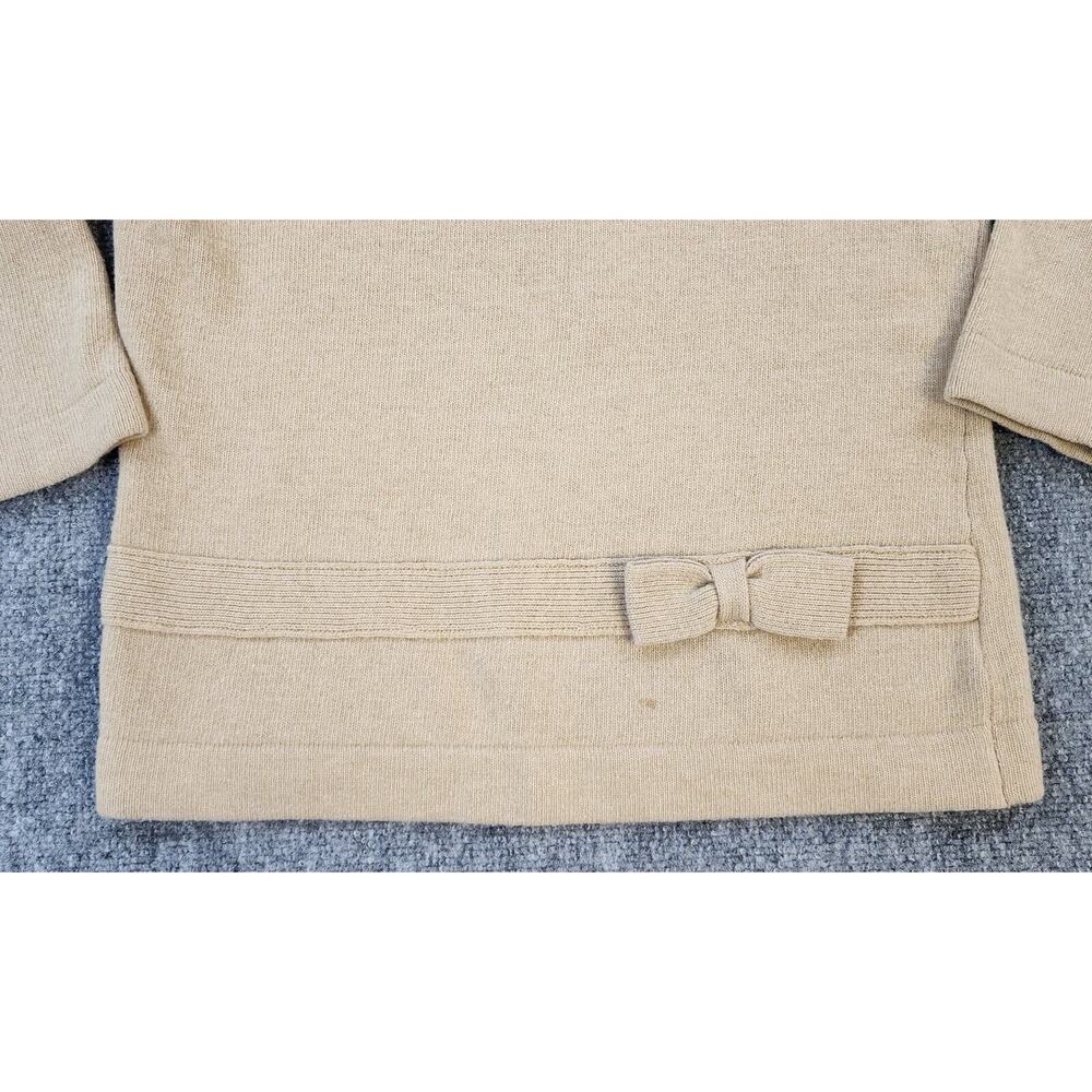 Brooks Brothers Sweater Womens Large Beige Tan Lambs Wool Soft Cozy Cottage Bow - Picture 8 of 15